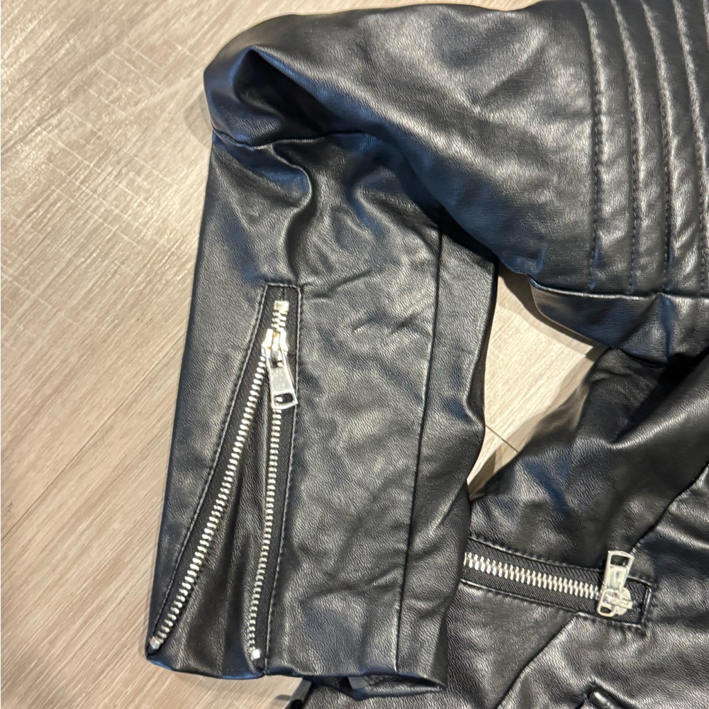 Faux Leather Moto Biker Jacket - Picture 4 of 6